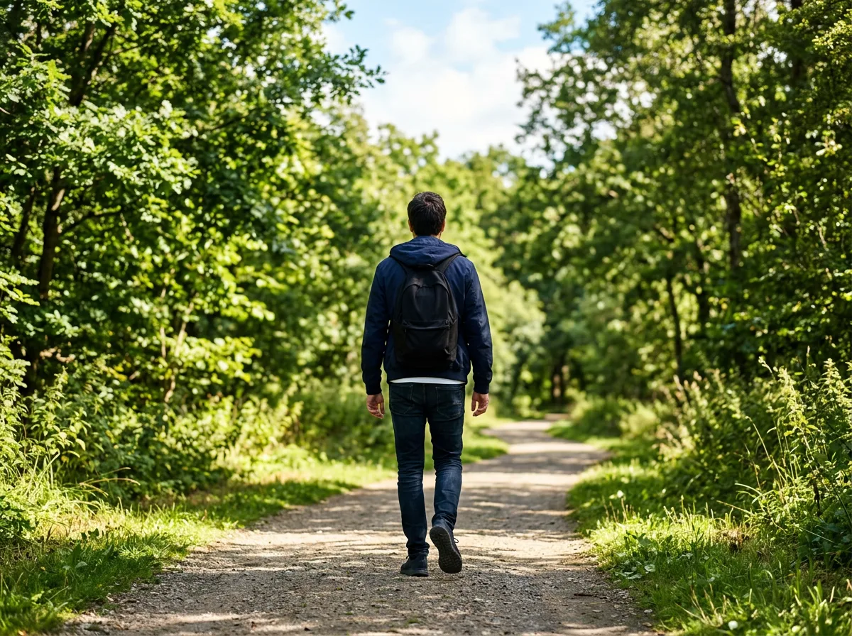 Man wandelt actief in park, actieve levensstijl mannen 50 plus